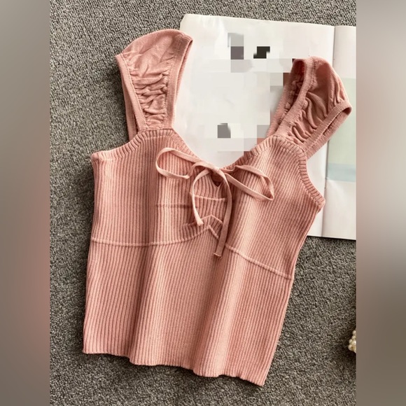 Tops - Solid Color Ribbed Knotted Tank Top